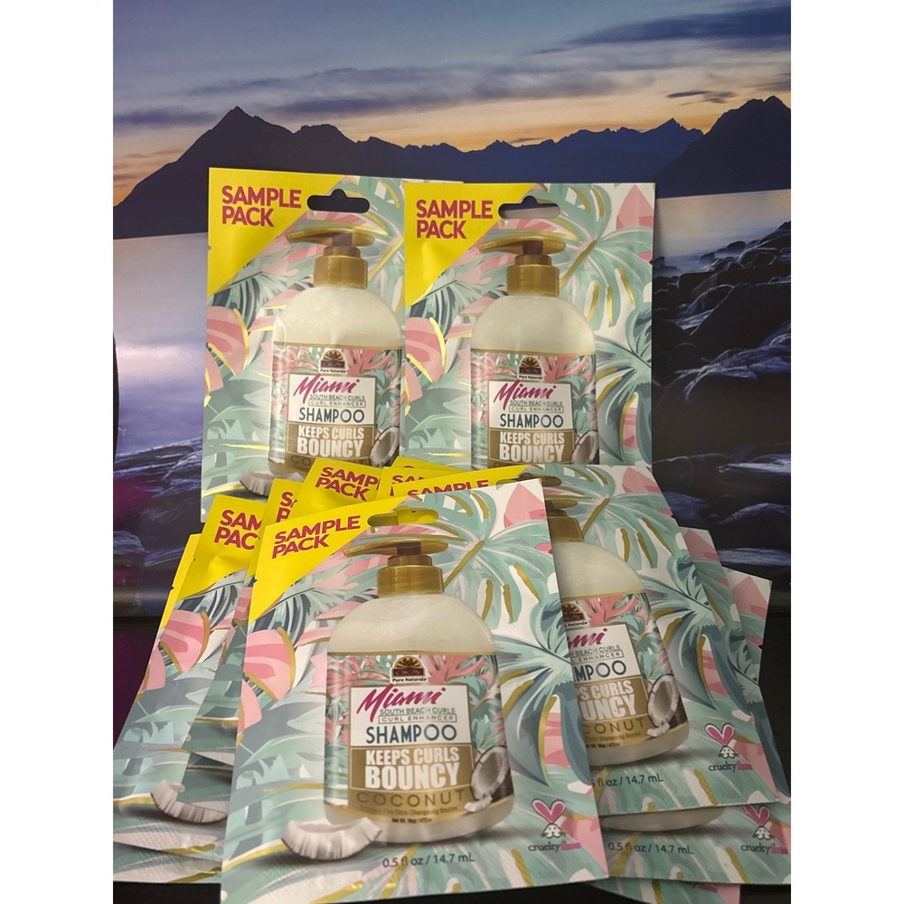Miami South Beach Curls Coconut Shampoo Sample Pack For Bouncy Curls X12